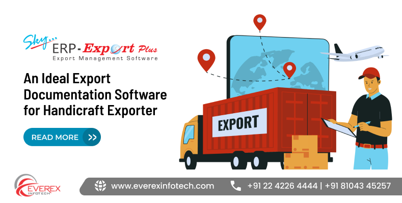 Export documentation software dashboard showing Sky ERP Export Plus used for managing handicraft export operations and compliance